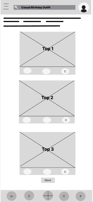 Lo-fi top outfits wireframe