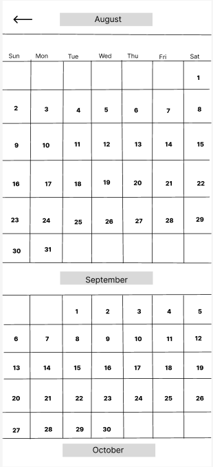 Lo-fi calendar picker wireframe