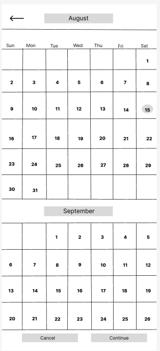 Lo-fi confirmation wireframe