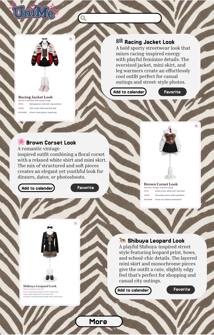 Web hi-fi: personalized outfit cards